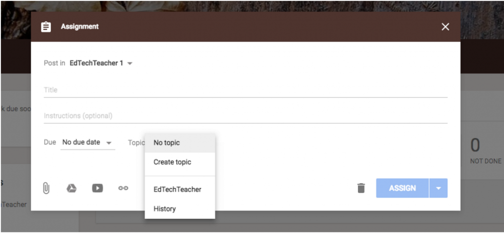 Add Topic - Google Classroom