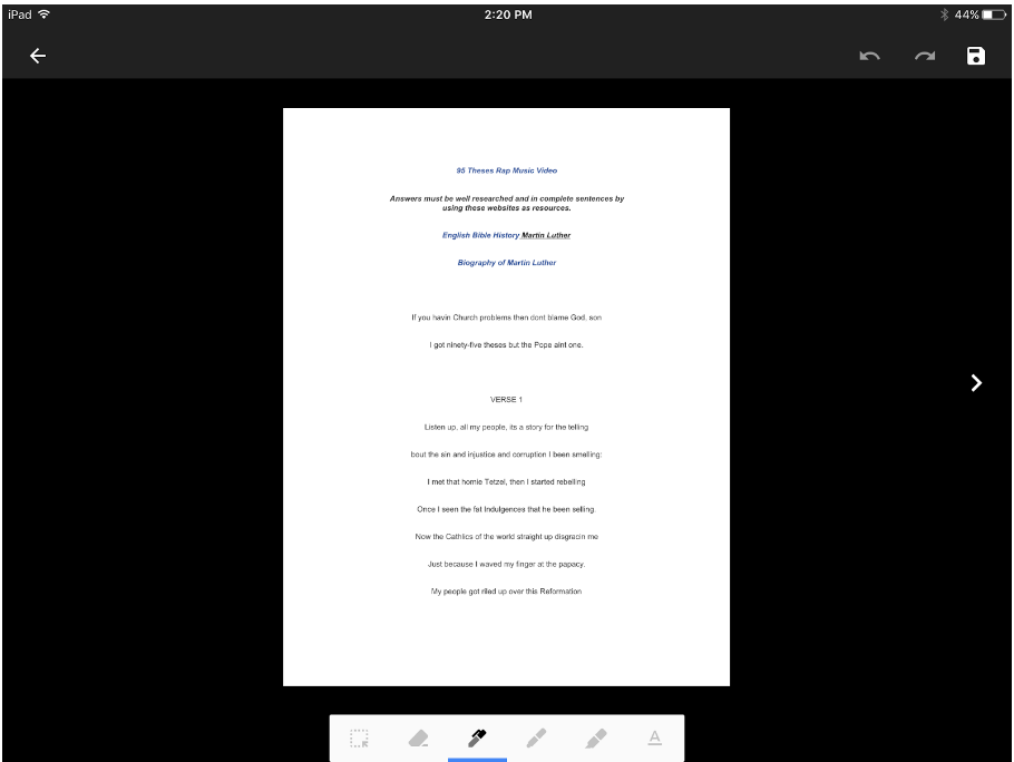 Annotate PDF - Google Classroom