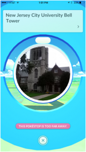 The Bell Tower at NJCU is one of the many stops on the Pokemon Go hunt that helped students gain a deeper understanding of their community.